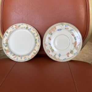 Pillivuyt France Samoa Demitasse Floral Bread & Saucers Set  1992